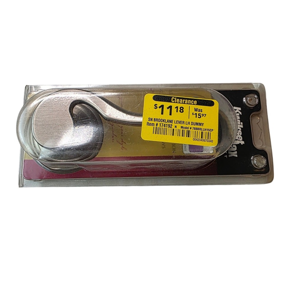 Kwikset‎ Brooklane Left Hand Dummy Lever Satin Nickel Handle 788BRLLH15CP W1